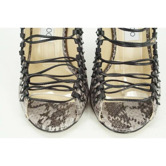 Jimmy Choo Koko Snake Ankle Lace Up Strappy Sandals Size 38.5 NIB Heels $1650 - Picture 6 of 11